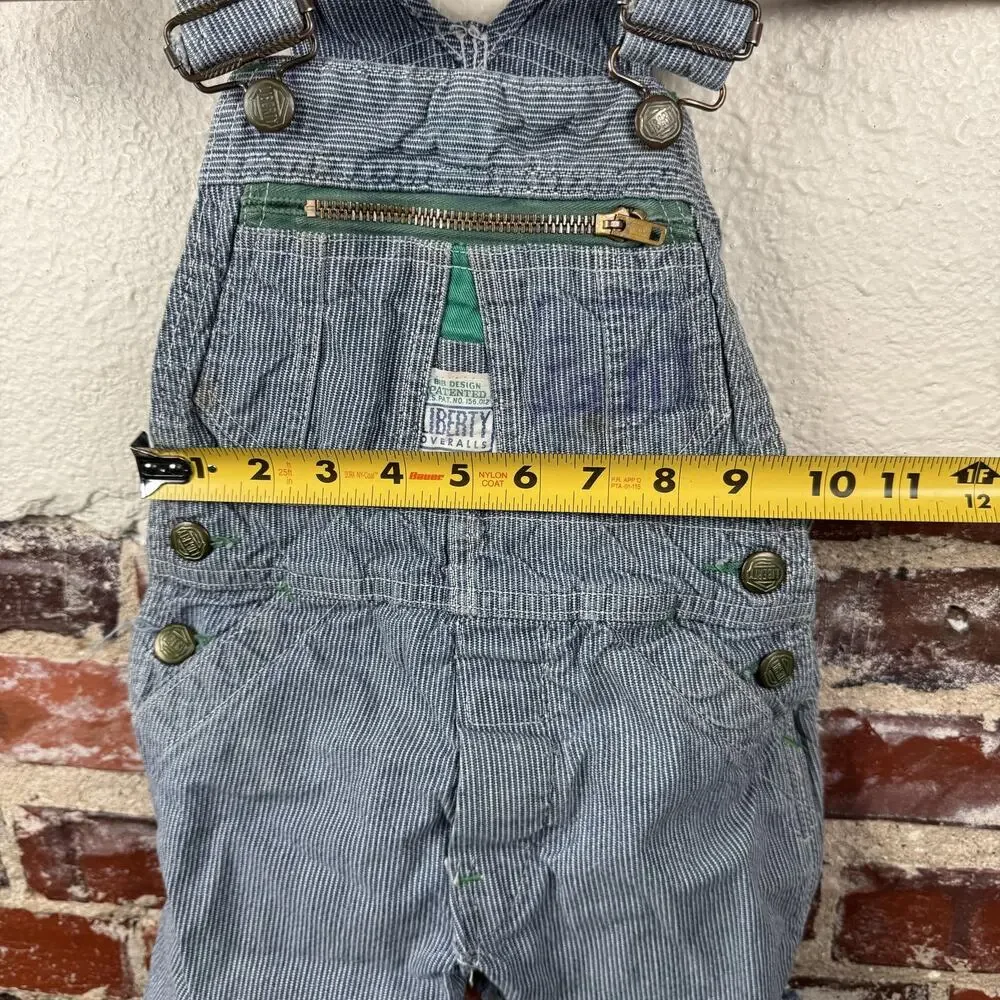 Vintage Liberty Overalls Shorts 12-18M Hickory Stripe Distressed USA 70s 80s